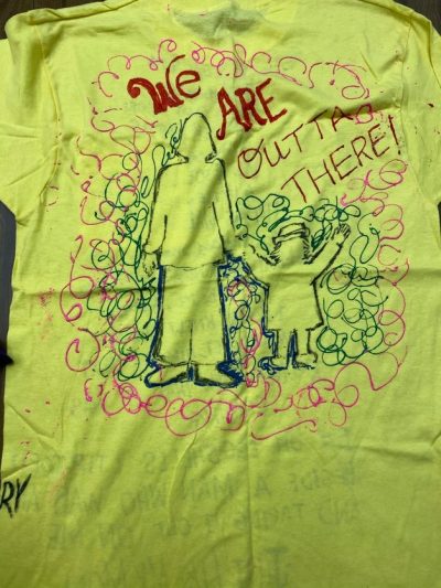 "We are outta there." Yellow represents battered or assaulted survivors.